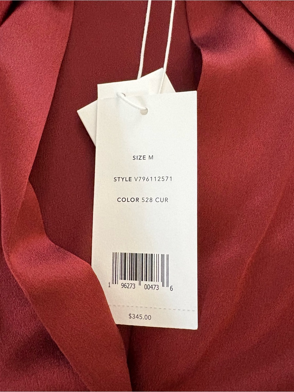 Vince 100% Silk Button-Front Blouse - Burgundy - Picture 2 of 3